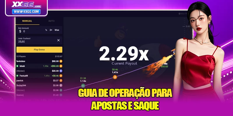 Guia de operação para apostar e sacar