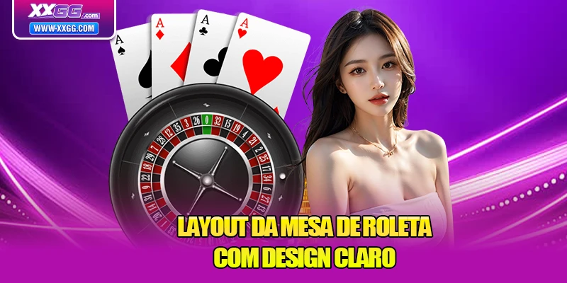 Layout da mesa de roleta com design claro