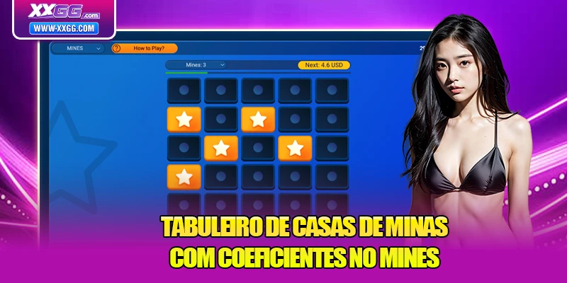 Tabuleiro de casas de minas com coeficientes no Mines